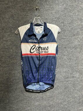 Verge Sport Citrus Valley Velo Cycling Jersey Mens Large Blue Full Zip Tank Bike